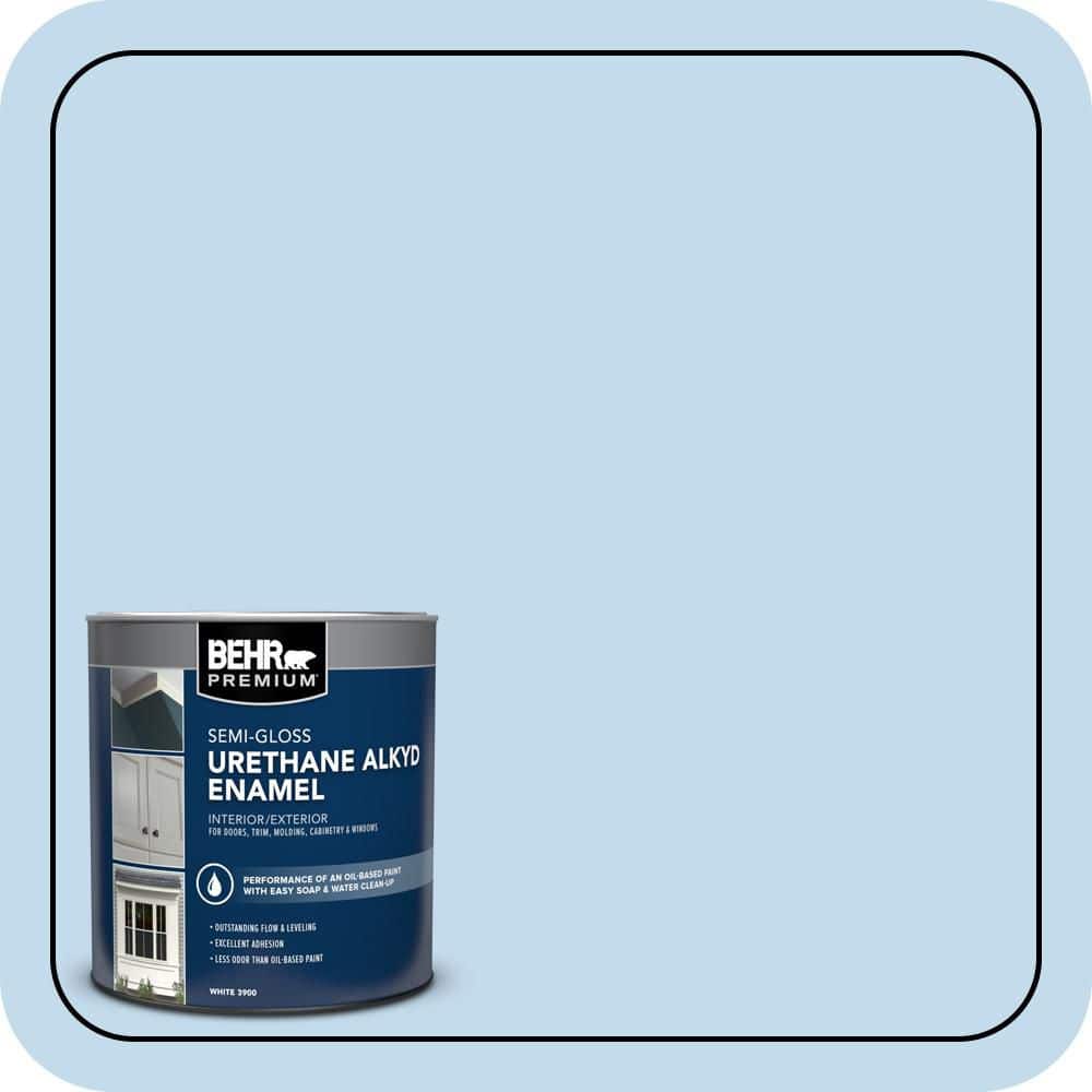 BEHR PREMIUM 1 qt. #560A-2 Morning Breeze Semi-Gloss Enamel Urethane Alkyd Interior/Exterior Paint (1)