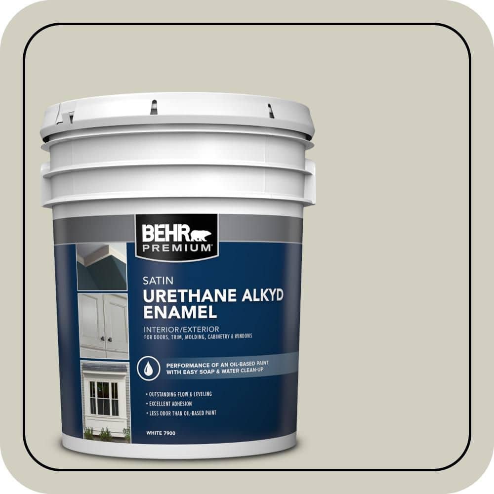 BEHR PREMIUM 5 gal. #N350-2 Sawgrass Urethane Alkyd Satin Enamel Interior/Exterior Paint