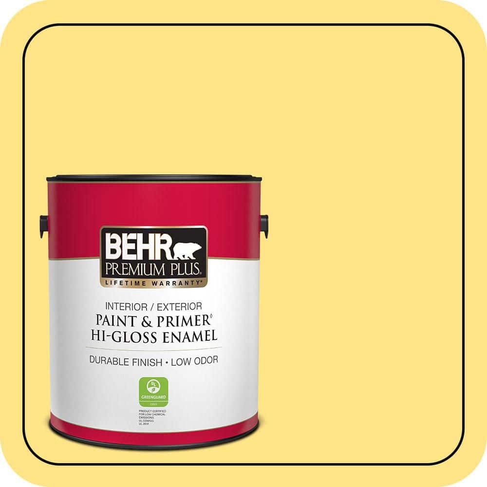 BEHR PREMIUM PLUS 1 gal. #P300-5 Upbeat Hi-Gloss Enamel Interior/Exterior Paint & Primer (1)