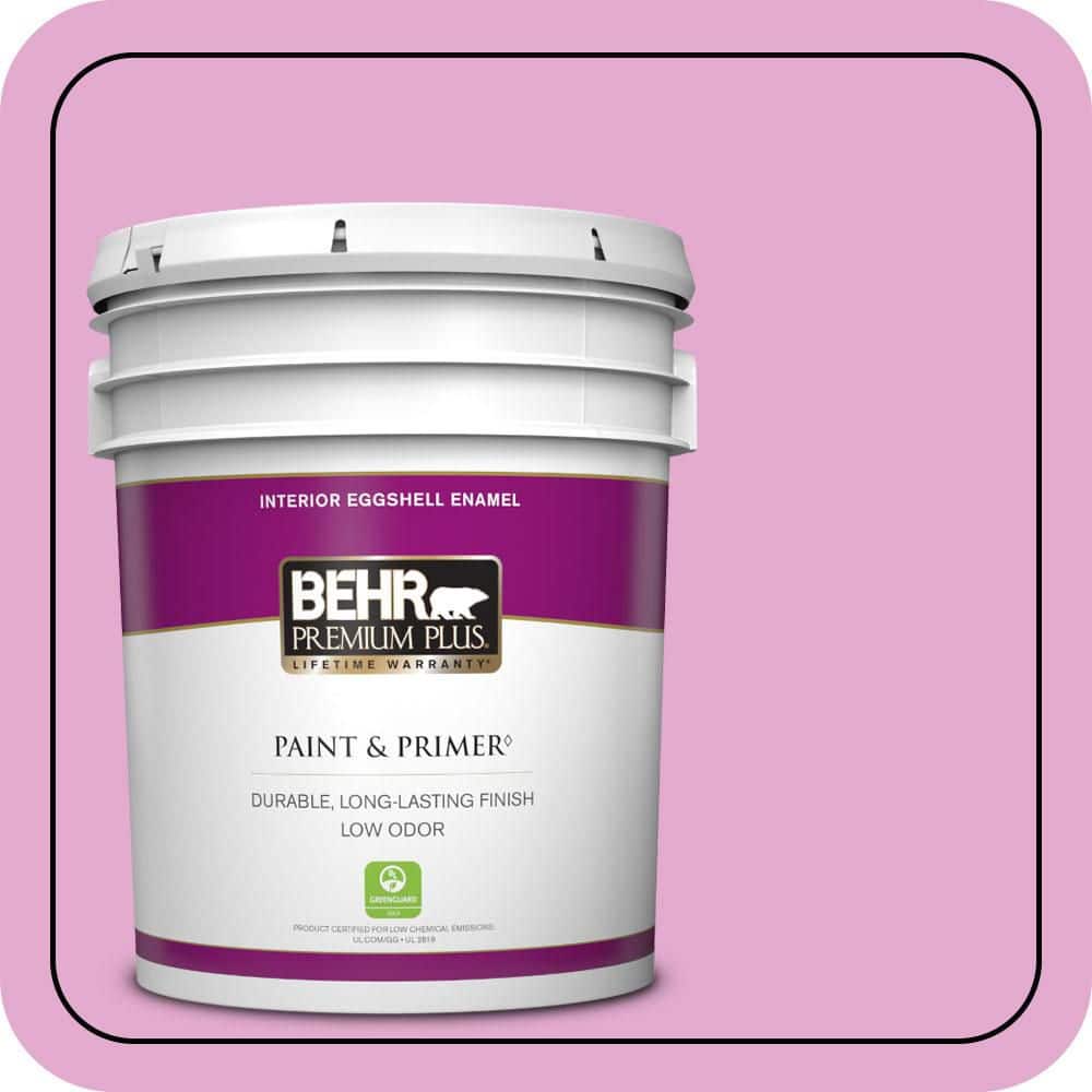 BEHR PREMIUM PLUS 5 gal. #680A-3 Pink Bliss Eggshell Enamel Low Odor Interior Paint & Primer (1)