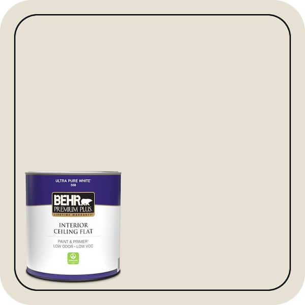 BEHR PREMIUM PLUS 1 qt. #MQ3-13 Crisp Linen Ceiling Flat Interior Paint & Primer (2)