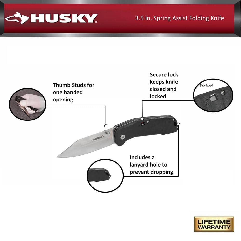 Husky 3.5 in. Spring Assist Folding Knife (2)
