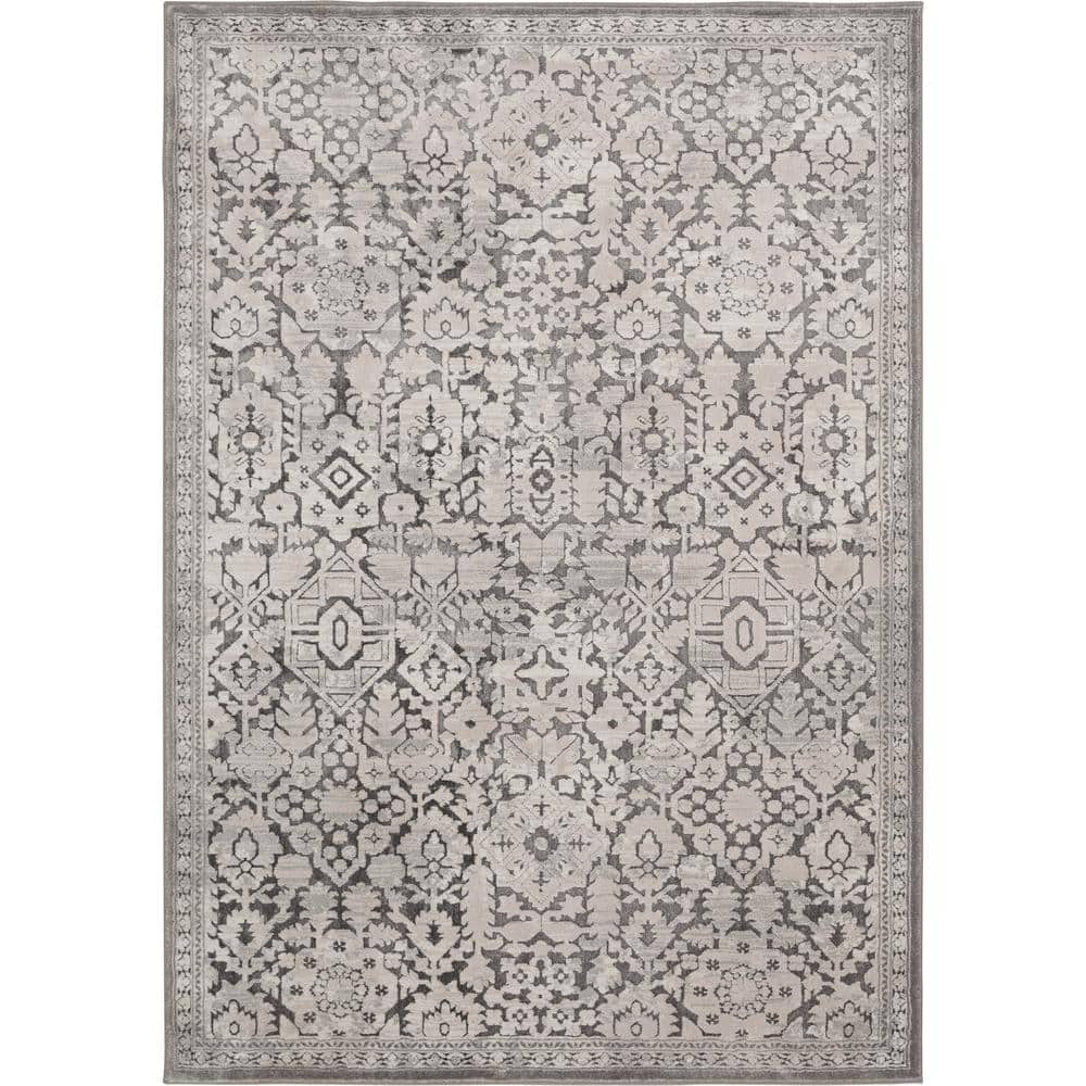 Home Decorators Collection Skyline Gray 5 ft. x 7 ft.Floral Area Rug (2)