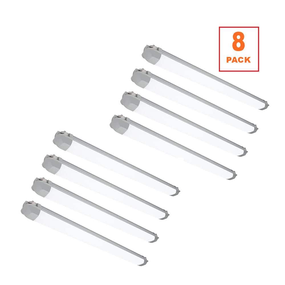 Commercial Electric 8-Pack 4 ft. Vapor Tight 4500 Lumens LED Wraparound Light Fixture 120-277V Adjustable CCT Wet Rated Harsh Conditions