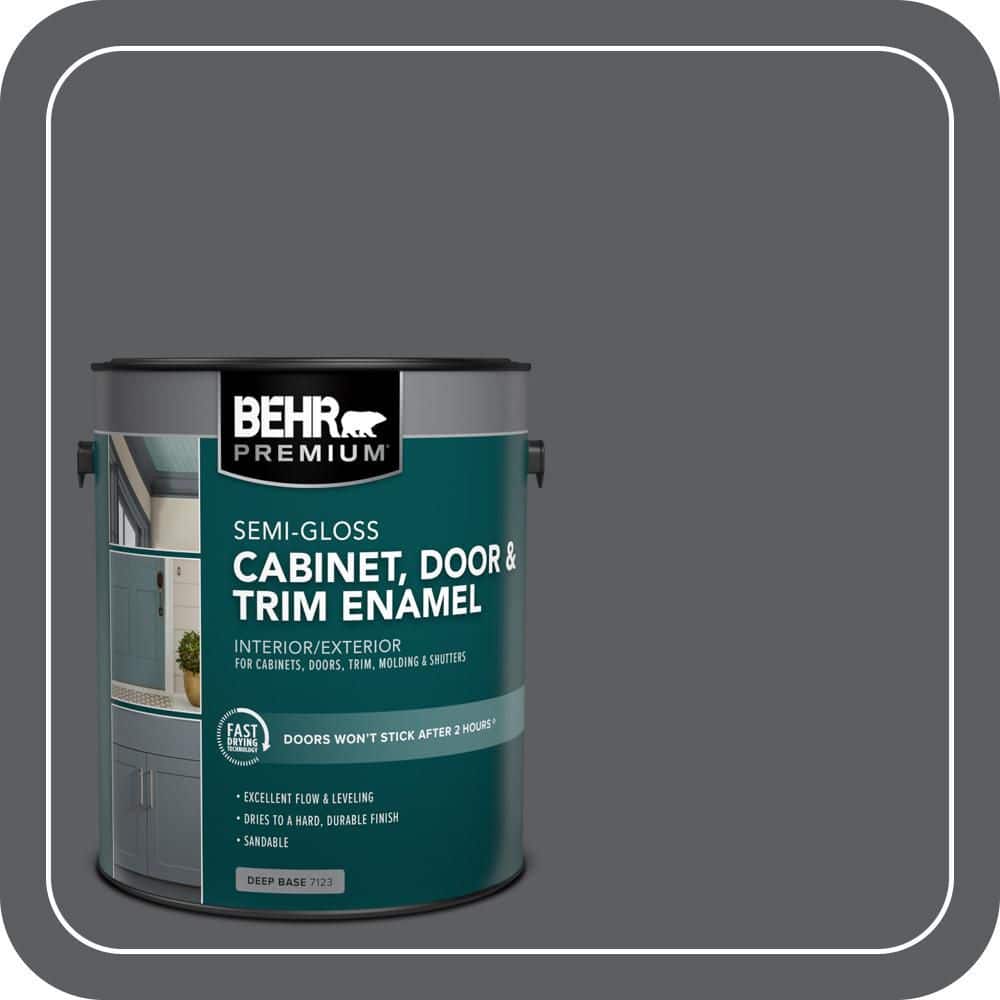 BEHR PREMIUM 1 gal. #N500-6 Graphic Charcoal Semi-Gloss Enamel Interior/Exterior Cabinet, Door & Trim Paint (1)