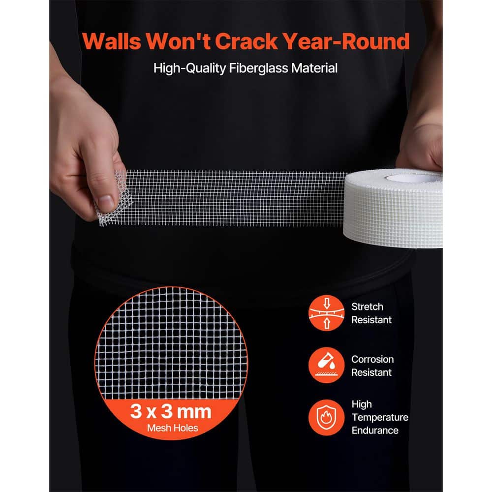 SKYSHALO 36 Rolls 1.97 in. x 147.64 ft. White Self-Adhesive Fiberglass Drywall Joint Tape for Easy Wall and Ceiling Crack Repair (2)
