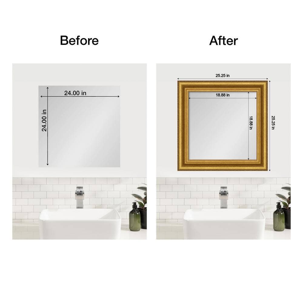 Amanti Art Mirror Makeover Parlor Gold 25.25 in. W x 25.25 in. H Bathroom Mirror Frame Border Kit-Fits a 24 x 24 mirror (2)