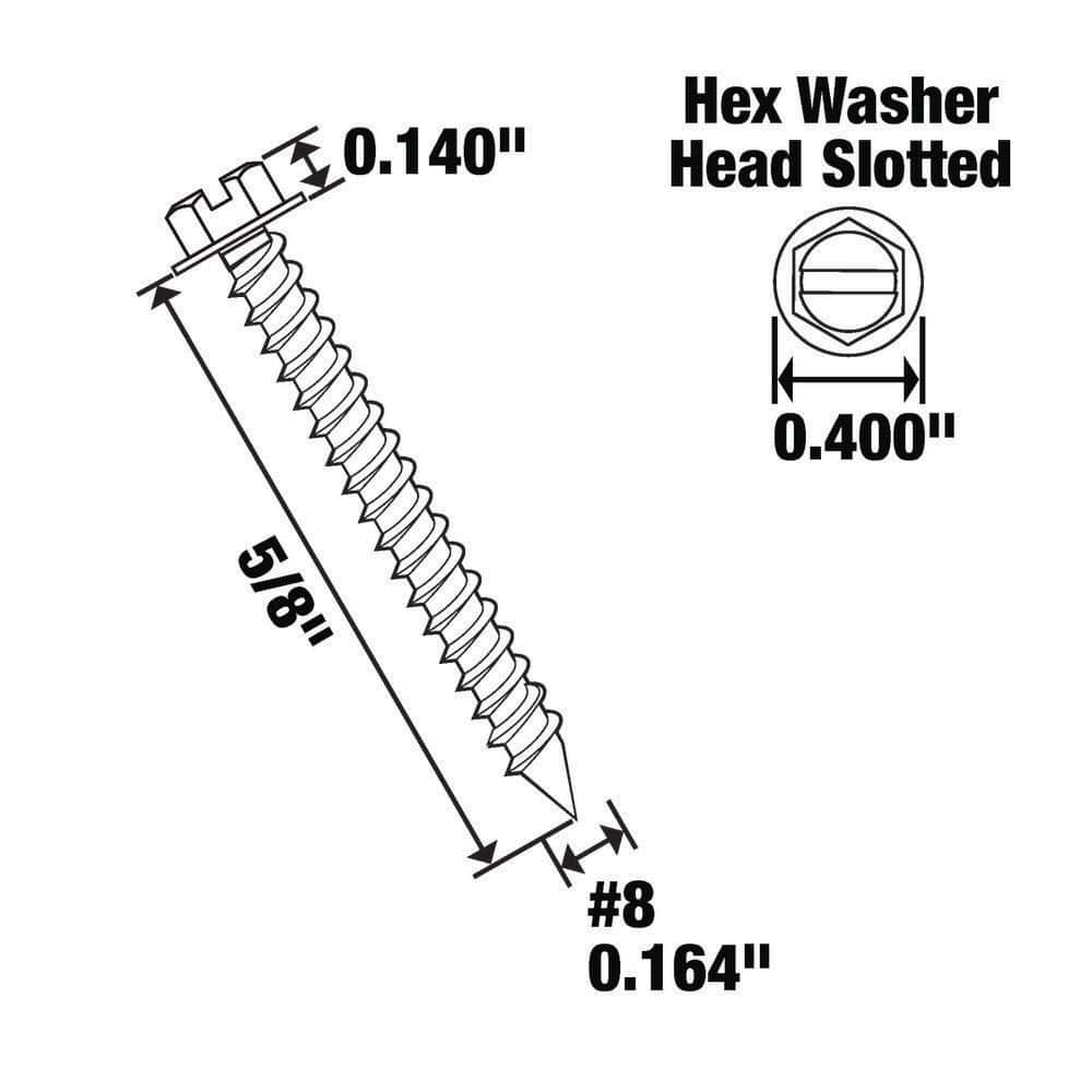 Everbilt #10 x 5/8 in. Zinc Plated Slotted Hex Head Sheet Metal Screw (10-Pack) (3)