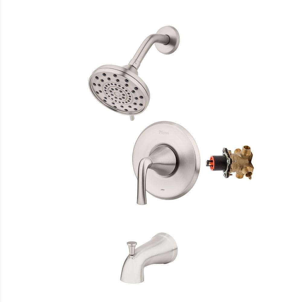 Pfister Ladera Single Handle 3-Spray Tub and Shower Faucet 1.8 GPM in Spot Defense Brushed Nickel (Valve Included) (2)