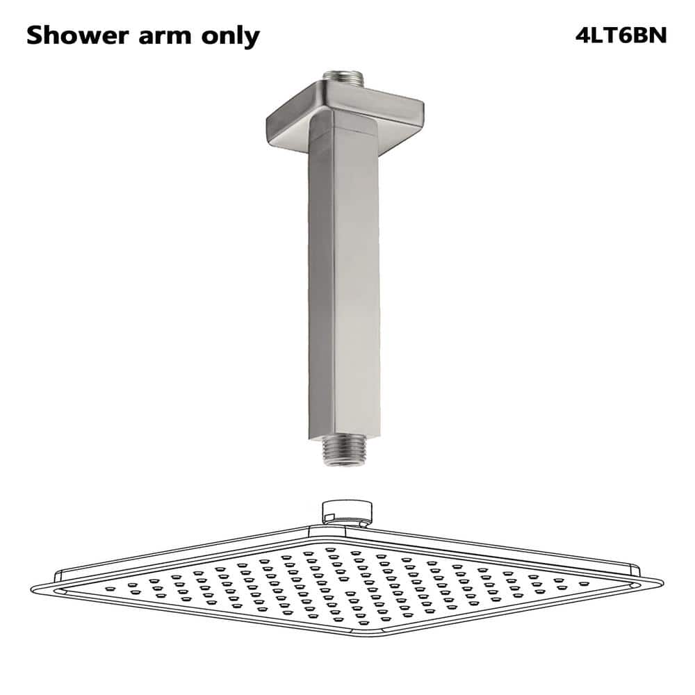 Satico 6 in. Stainless Steel Wall Mount Square Shower Arm, Brusehd Nickel (3)