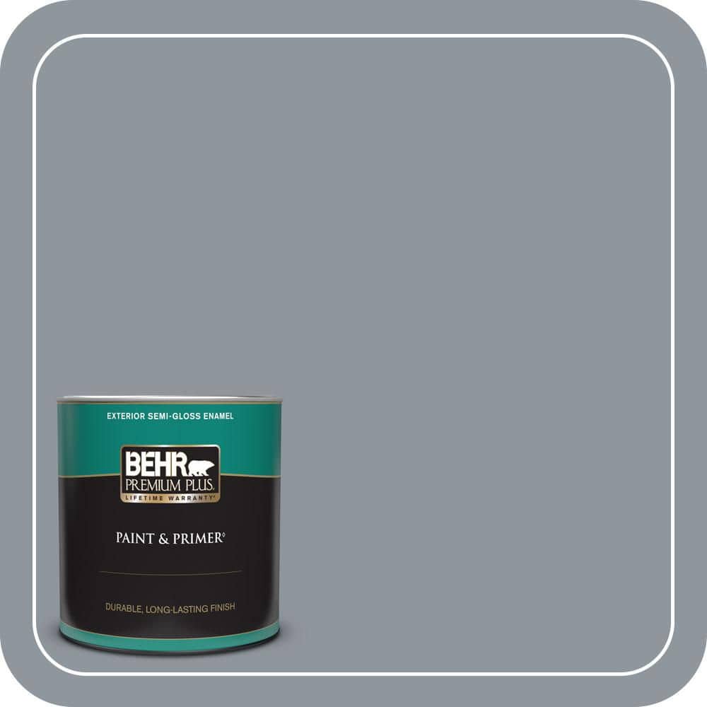 BEHR PREMIUM PLUS 1 qt. #MQ5-21 Radiant Silver Semi-Gloss Enamel Exterior Paint & Primer