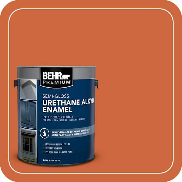 BEHR PREMIUM 1 gal. #S-H-250 Pumpkin Patch Urethane Alkyd Semi-Gloss Enamel Interior/Exterior Paint (2)