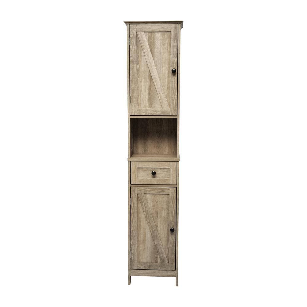 Carnegy Avenue Dune 15 in. W x 10 in. D x 70 in. H Engineered Wood Linen Freestanding Tower Linen Cabinet in Brown (2)