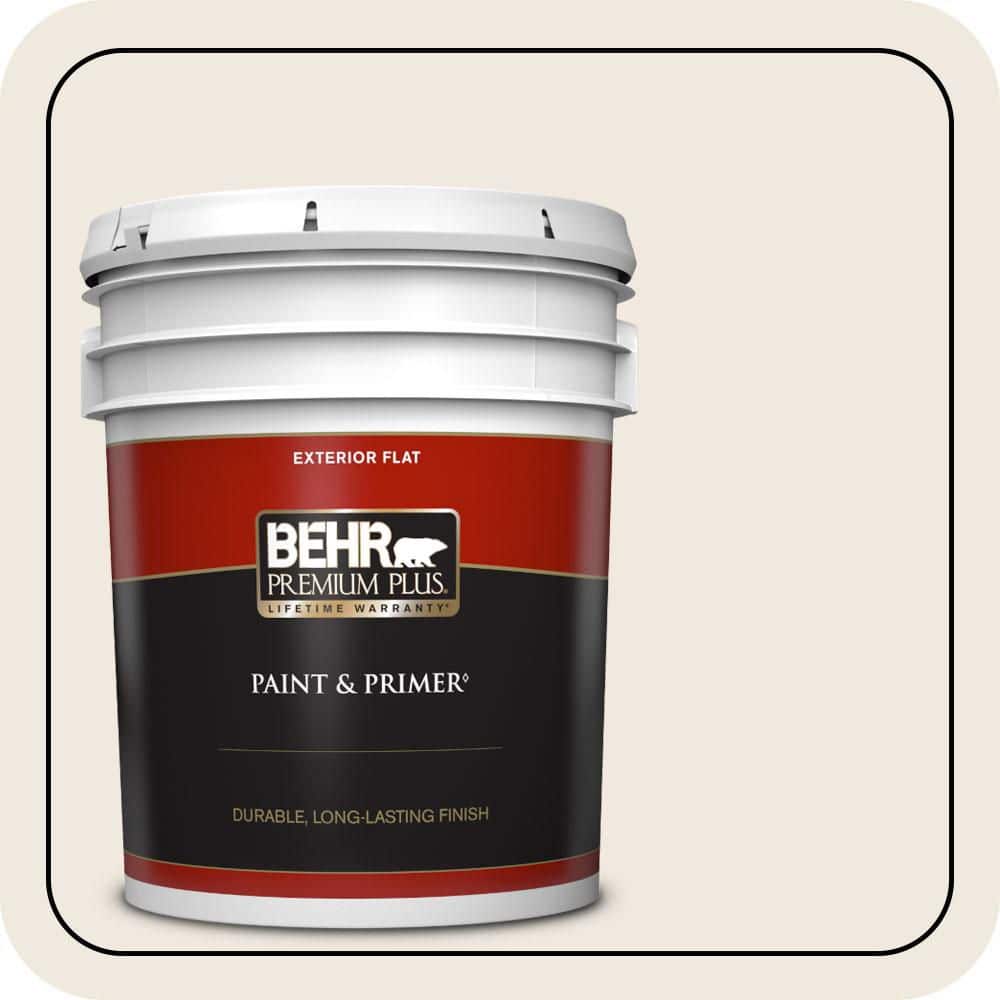 BEHR PREMIUM PLUS 5 gal. #720C-1 White Truffle Flat Exterior Paint & Primer