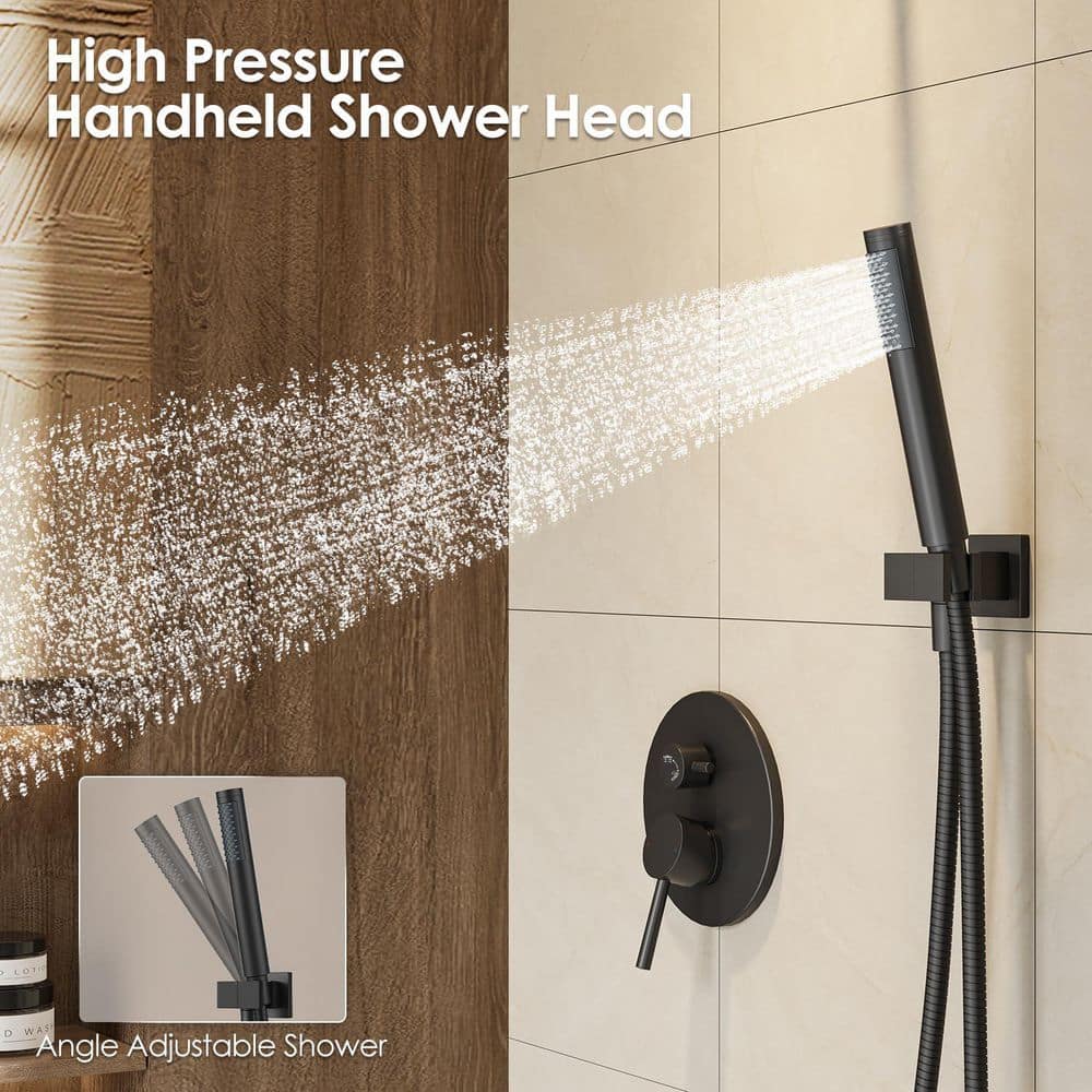 Wudkey Bathroom Hardware Set with Round Rain Shower Head, Rainfall Shower Faucet Fixture Combo Set (3)