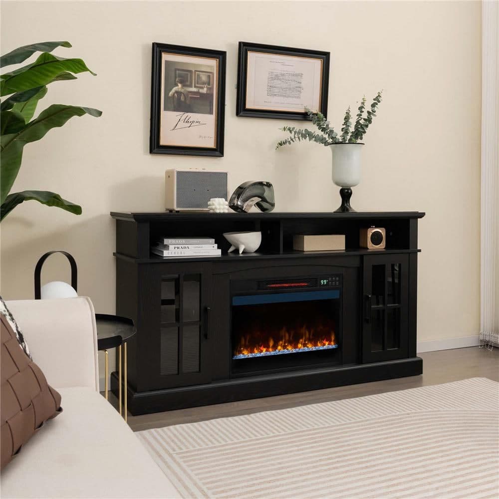 Costway 23 in. Infrared Quartz Electric Fireplace Insert with Remote Control (2)