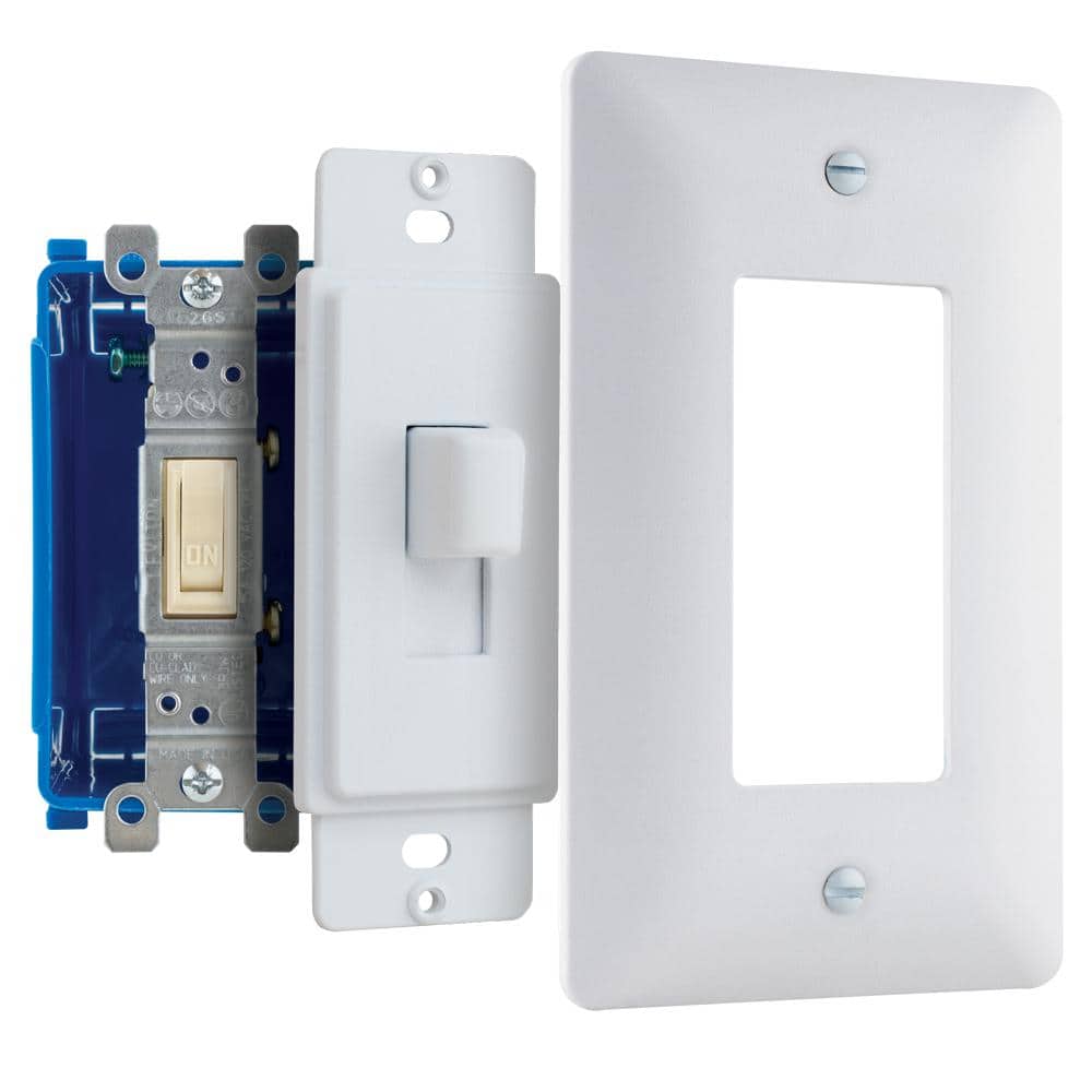 Commercial Electric 1-Gang Toggle Cover-up Plastic Wall Plate Adapter, White (Textured/Paintable Finish) (4)