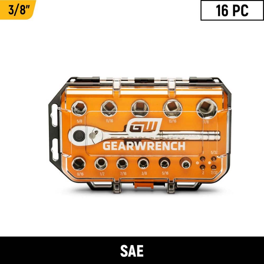 GEARWRENCH 3/8 in. Drive 72-Tooth 6-Point SAE Mechanics Tool Set (16-Piece) (1)