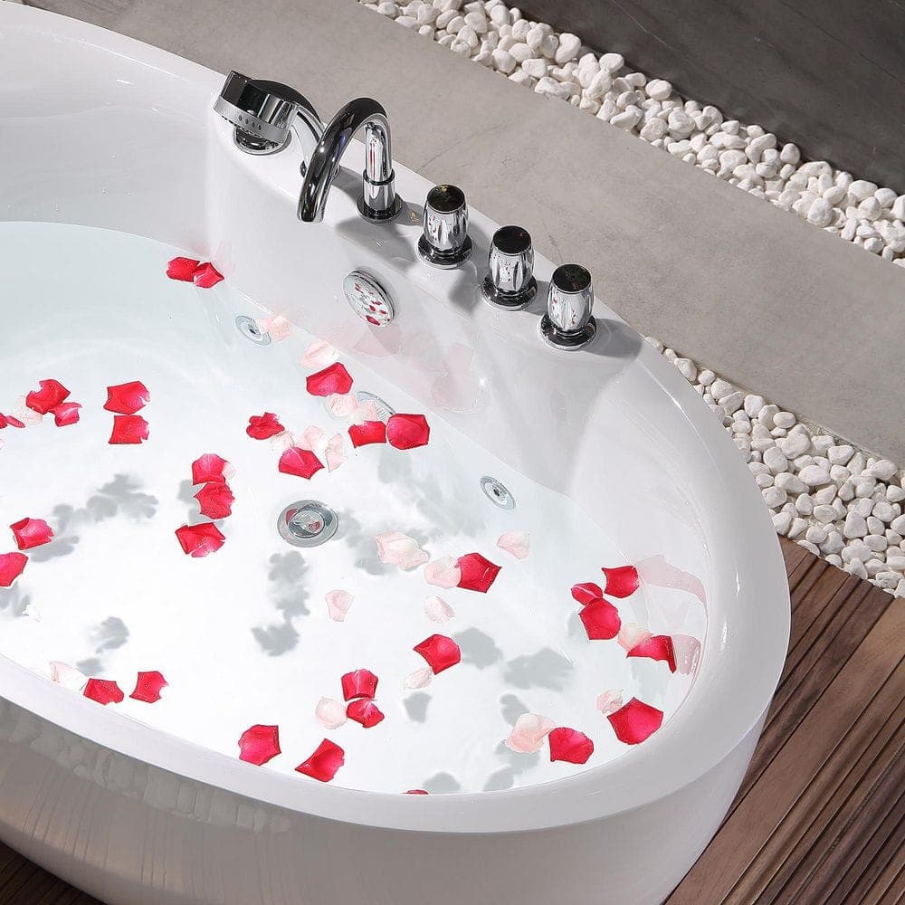 Empava Luxury 71 in. Center Drain Acrylic Freestanding Flatbottom Whirlpool Bathtub in White with Faucet (2)