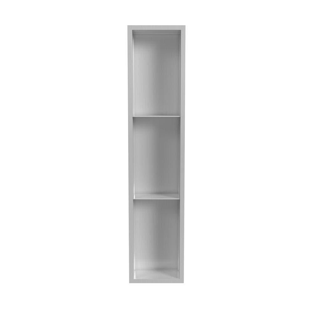 PULSE Showerspas 7.75 in. W x 35.75 in H x 4 in. D Stainless Steel Double Shelf Recessed Shower Niche in Brushed Stainless Steel (2)