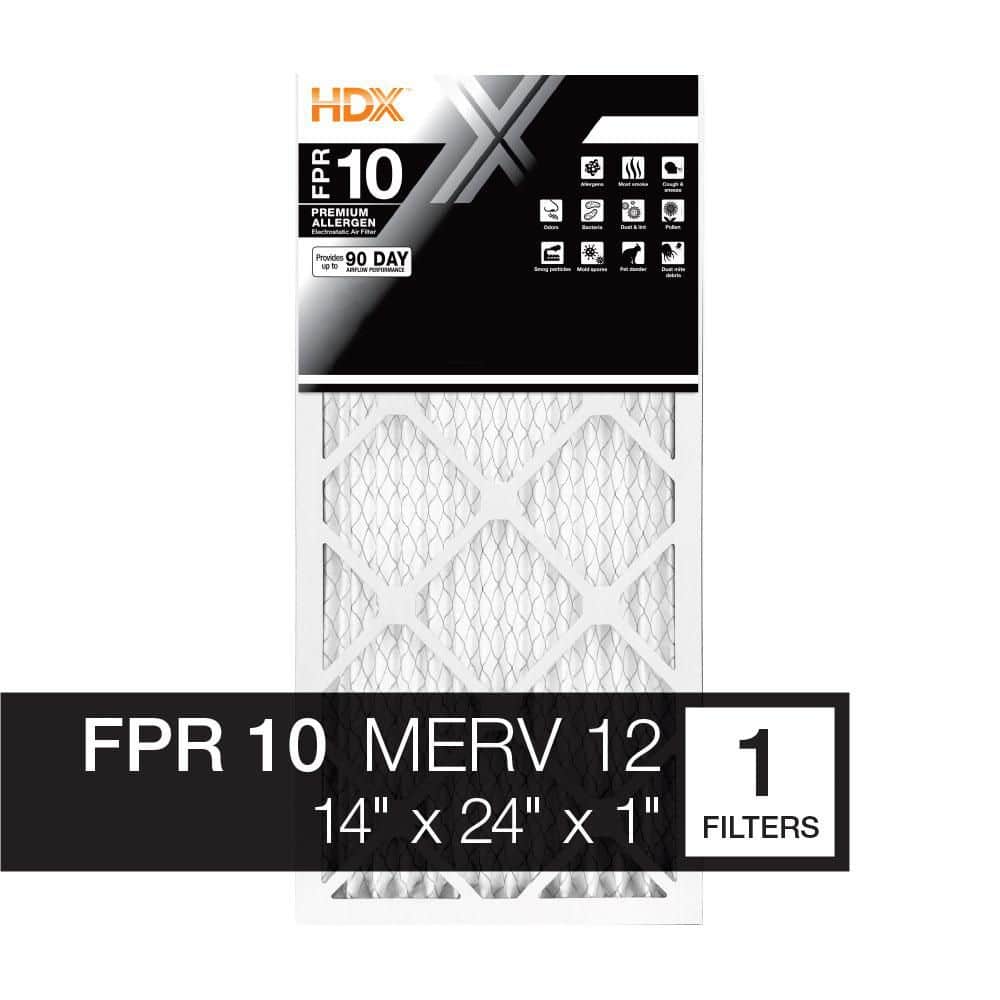 HDX 14 in. x 24 in. x 1 in. Premium Pleated Air Filter FPR 10, MERV 12