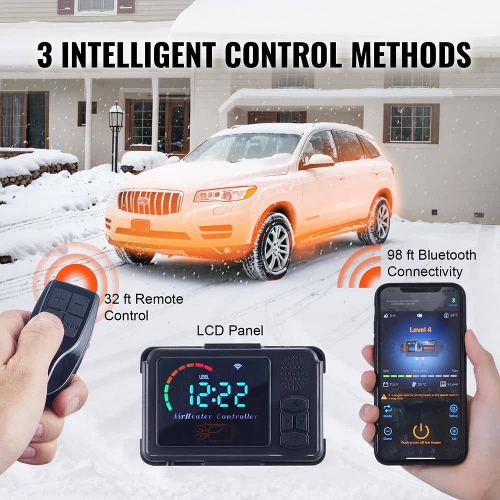 SKYSHALO Diesel Air Heater All-in-1, 27,296 BTU 12-Volt 8-KW Bluetooth App LCD for Car RV Indoors Portable Space Heater (3)