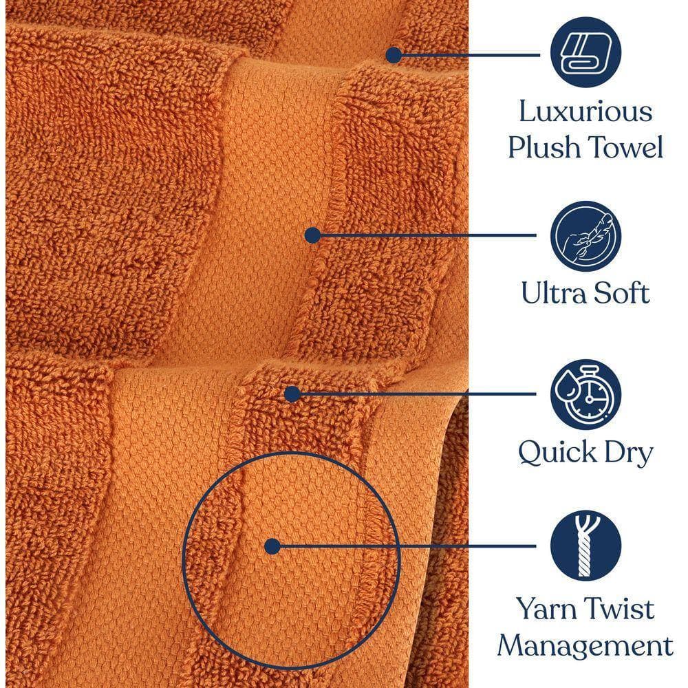 Delara Burnt Caramel Solid 100% Organic Cotton Luxuriously Plush Bath Towels (Set of 4) (3)