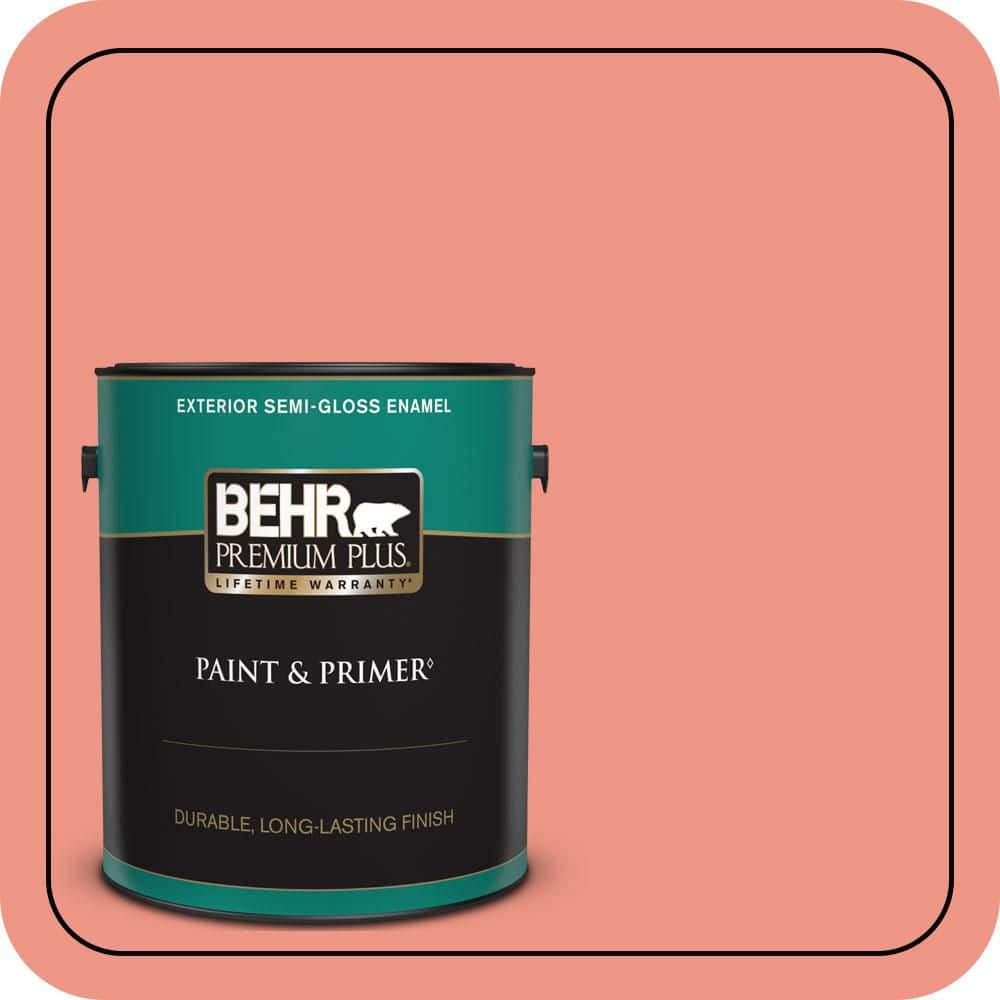 BEHR PREMIUM PLUS 1 gal. #P180-4 Guava Jelly Semi-Gloss Enamel Exterior Paint & Primer