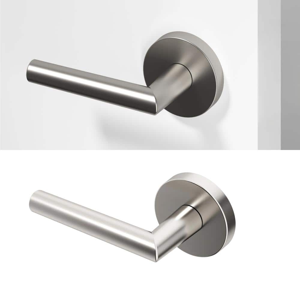 Okun Stark Metal Brushed Nickel Dummy Door Handle with Round Rosette (1)
