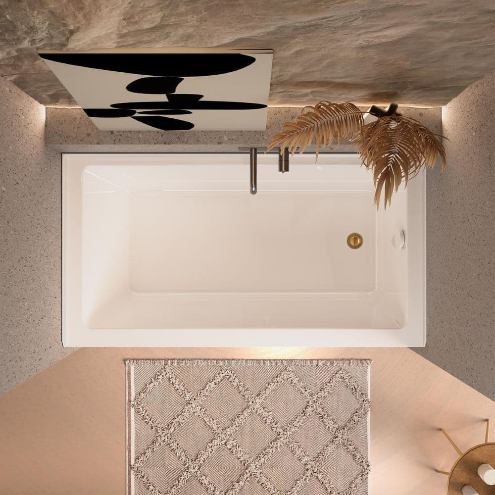 TONA Manhattan-R 60 in. x 32 in. Freestanding Soaking Acrylic Bathtub,with drain 2 in. Gloss White (2)
