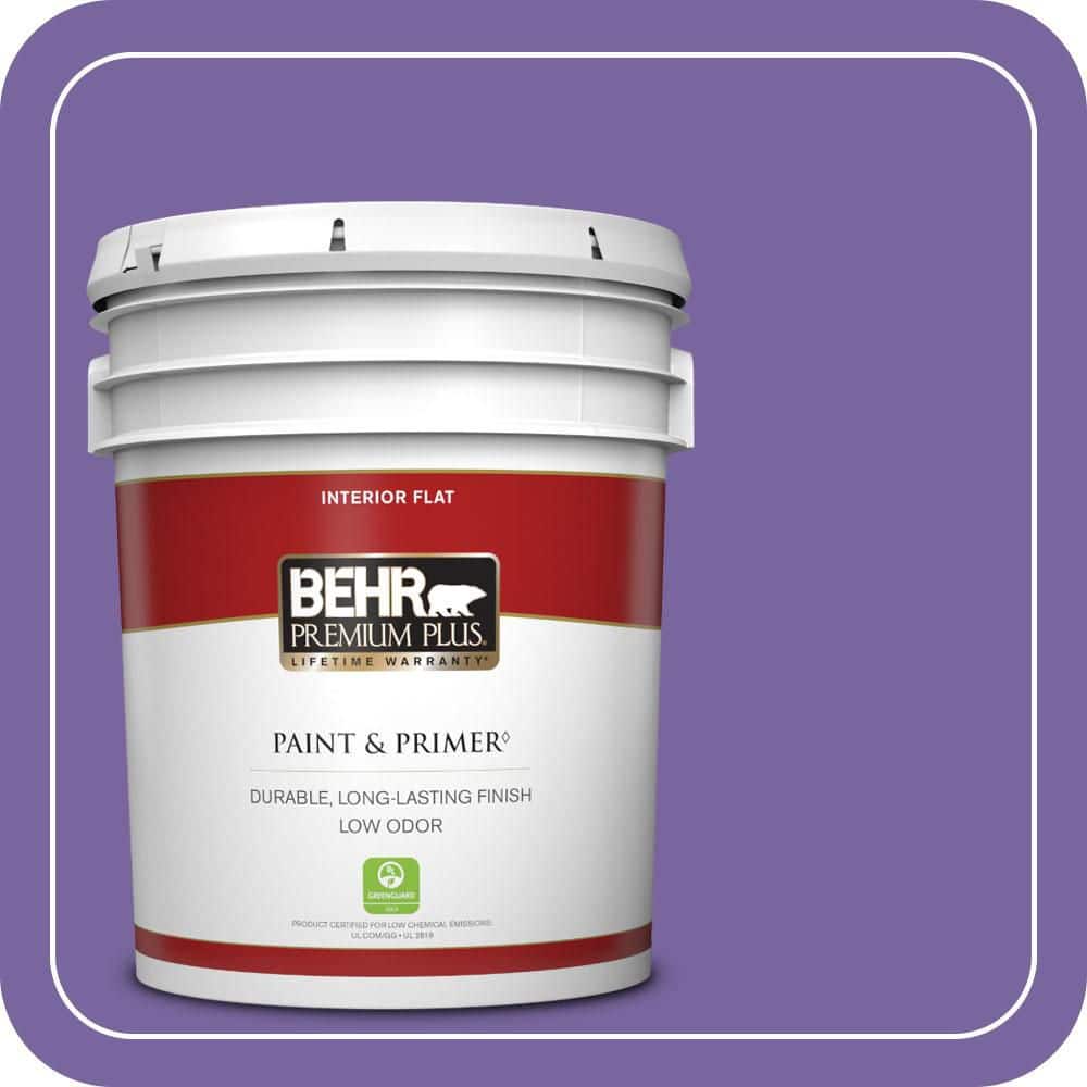 BEHR PREMIUM PLUS 5 gal. #PPU16-03 Purple Paradise Flat Low Odor Interior Paint & Primer
