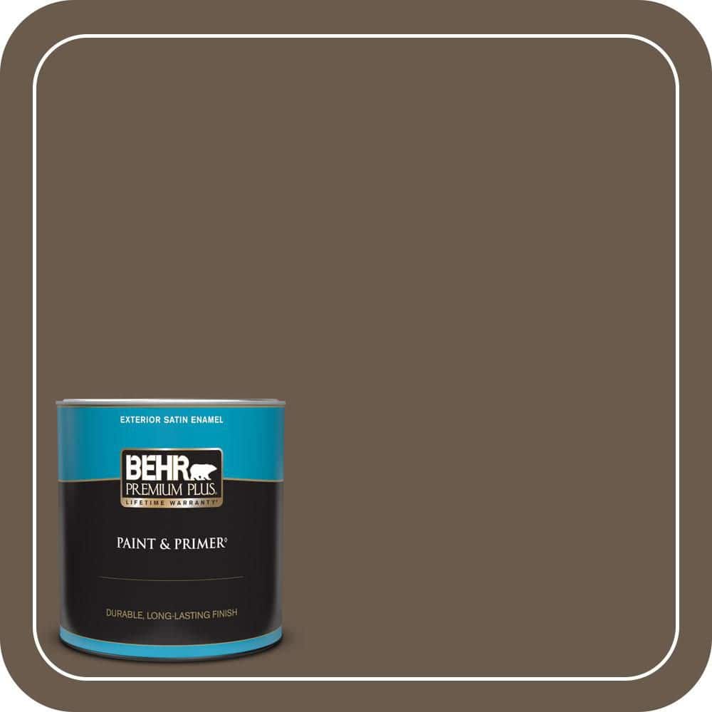 BEHR PREMIUM PLUS 1 qt. #PPU5-02 Aging Barrel Satin Enamel Exterior Paint & Primer