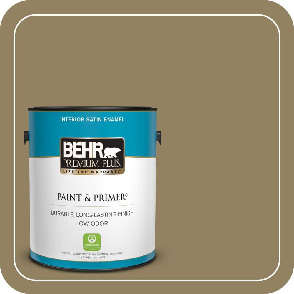 BEHR PREMIUM PLUS 1 gal. #PPU8-02 Gingko Tree Satin Enamel Low Odor Interior Paint & Primer