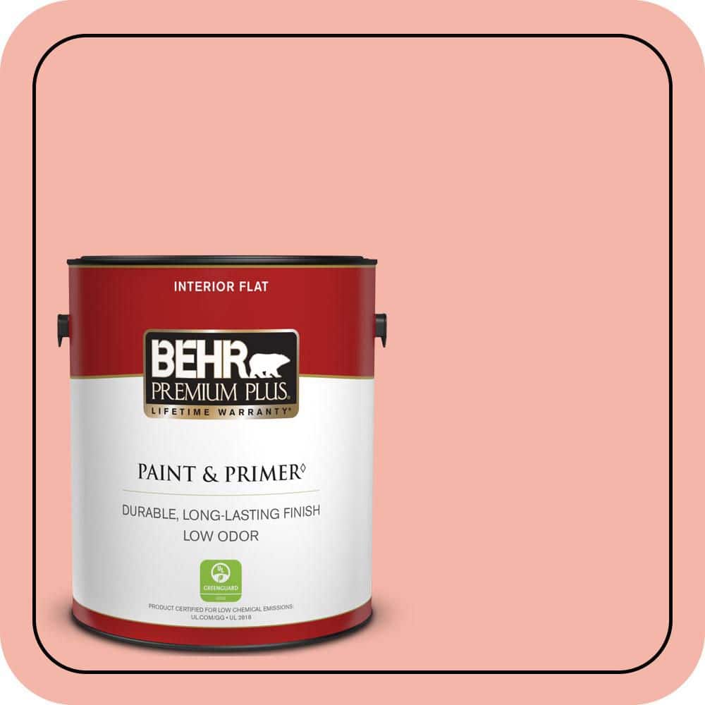 BEHR PREMIUM PLUS 1 gal. #P180-3 Pink Mimosa Flat Low Odor Interior Paint & Primer