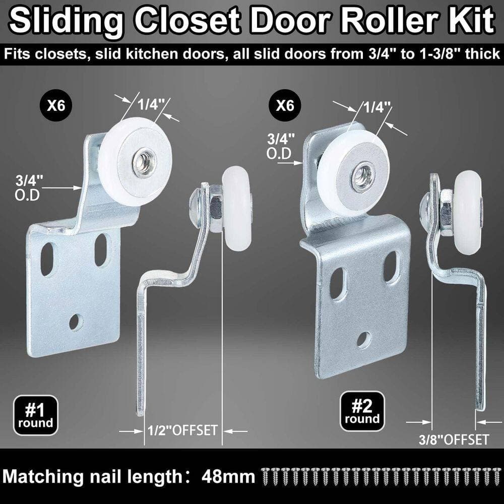 Unbranded 3/4 in. Flat Round Quiet Glide Top Hung Bypass Closet Door Roller Assembly Kit 16-Pack for Smooth Sliding (2)