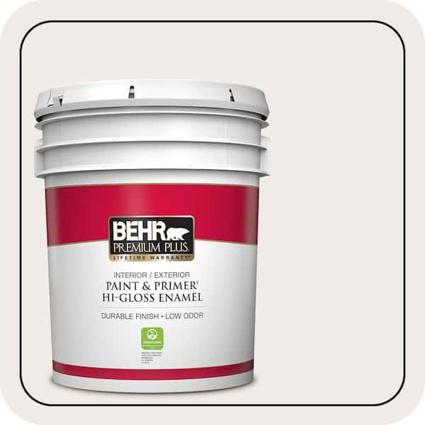 BEHR PREMIUM PLUS 5 gal. #700C-1 Pearl Drops Hi-Gloss Enamel Interior/Exterior Paint & Primer (2)