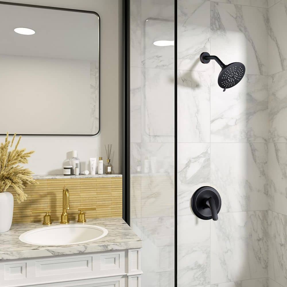 WOWOW Single Handle 5-Spray Patterns Round Shower Faucet 1.8 GPM with Pressure Balance Valve in Oil Rubbed Bronze (2)