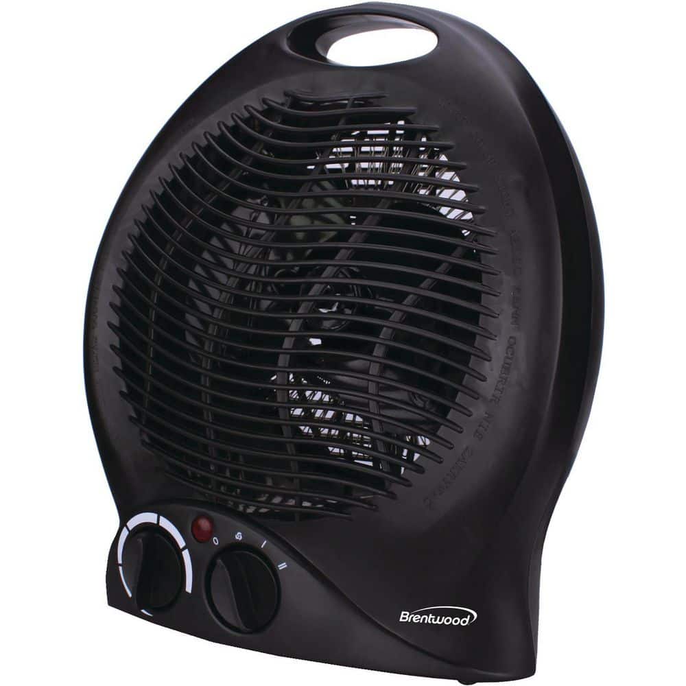 Brentwood 1500-Watt Portable Black Electric Space Heater and Fan
