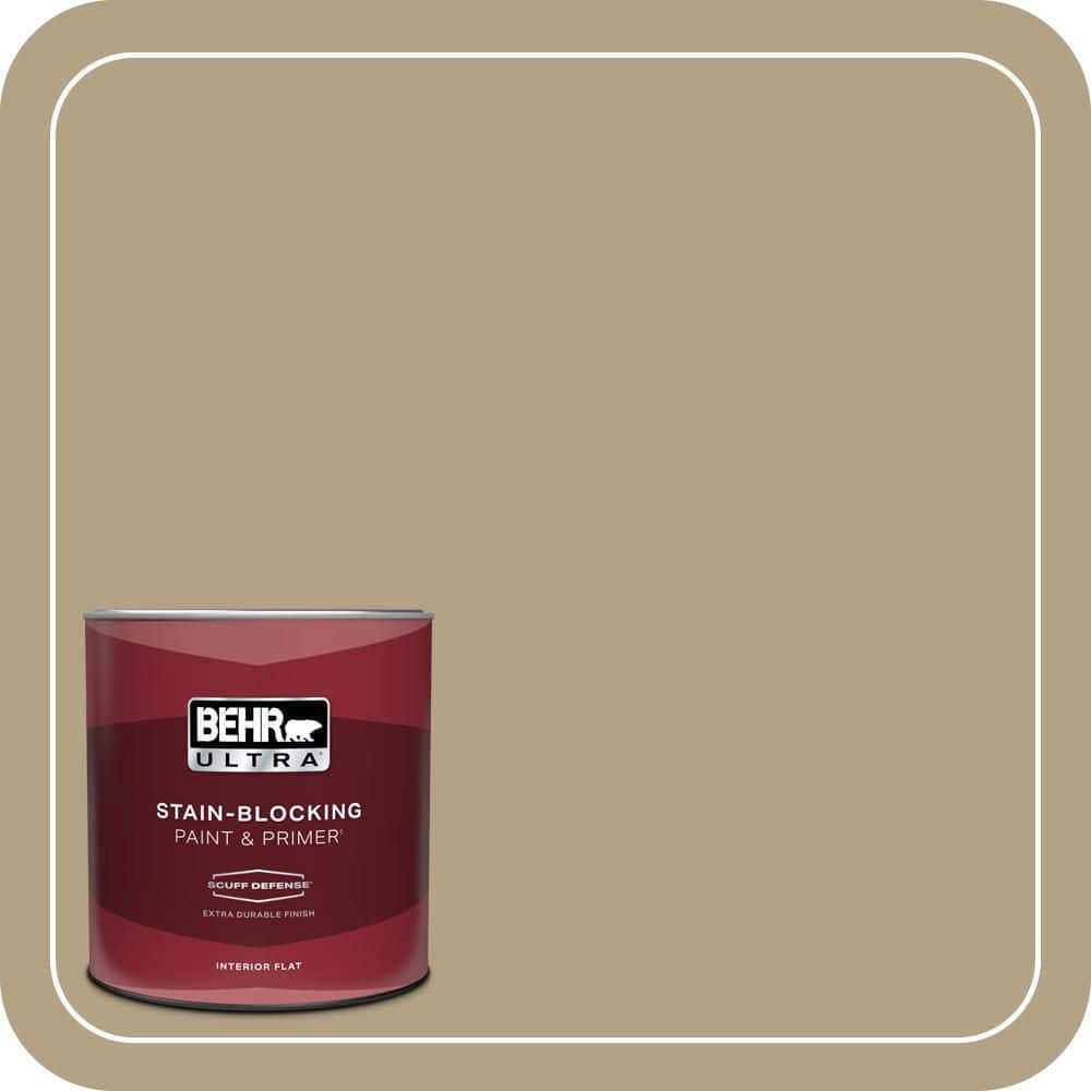 BEHR ULTRA 1 qt. #PPU8-07 Chamois Tan Extra Durable Flat Interior Paint & Primer
