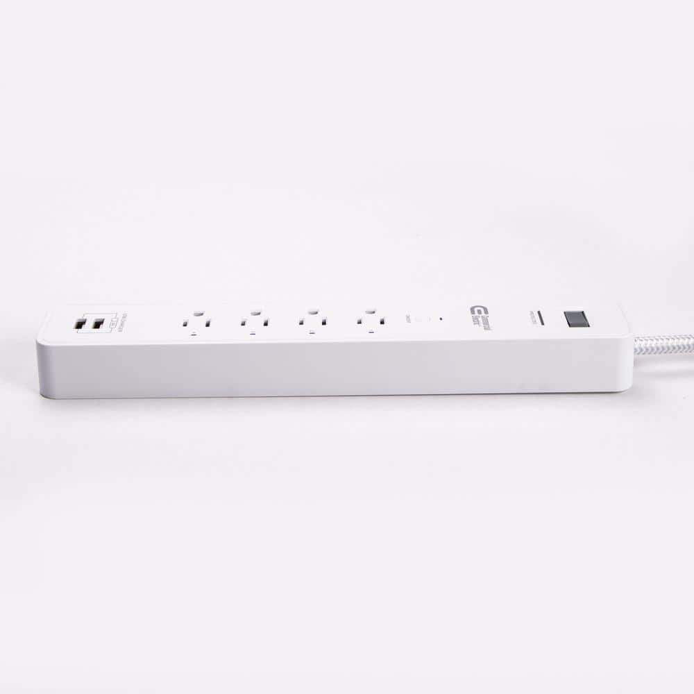 Commercial Electric 3 ft. 4-Outlet White Surge Protector Smart with USB Powered by Hubspace (3)