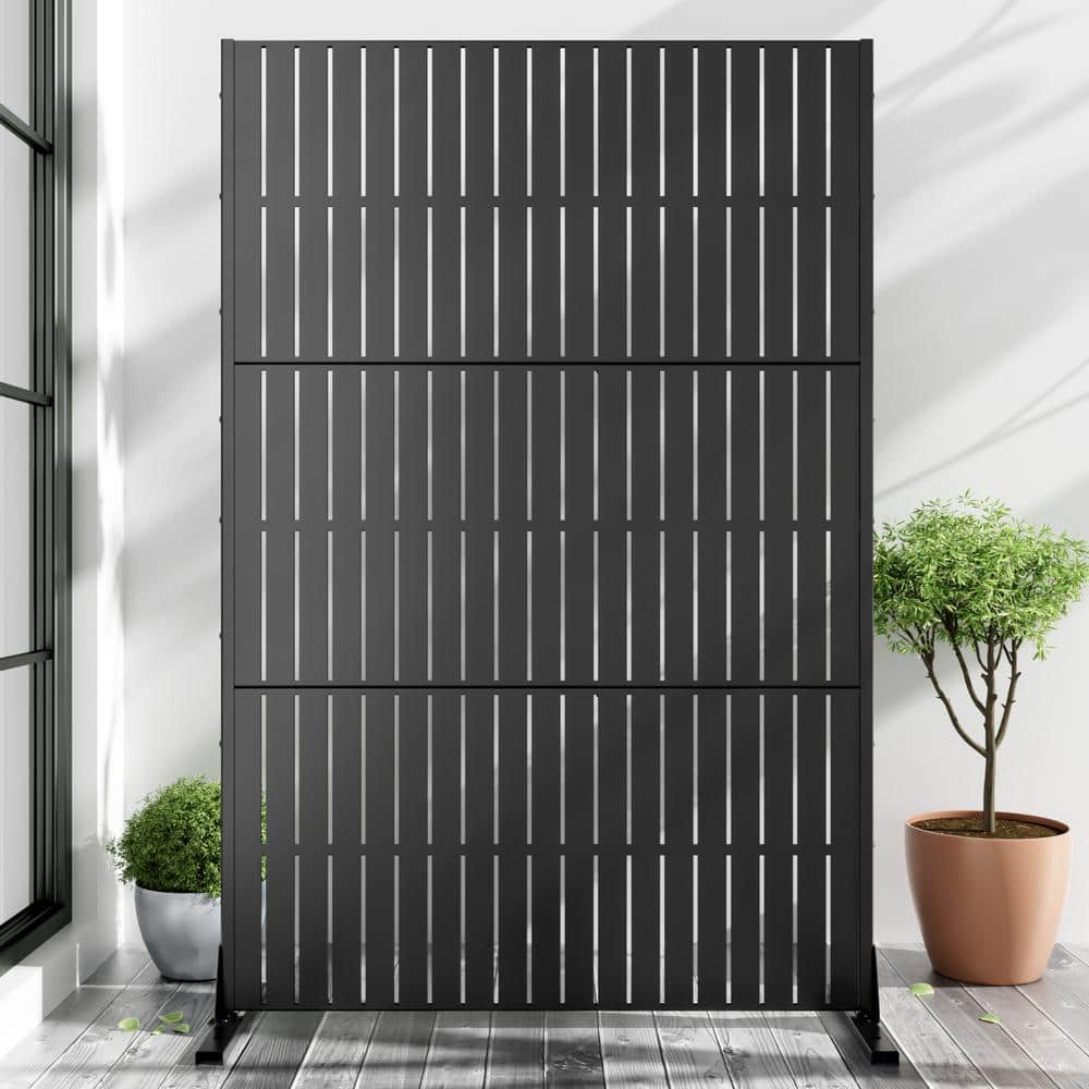 Dovelina 72 in. H x 47 in. W Wall Sculptures Outdoor Privacy Screens Garden Fence in Black (1)