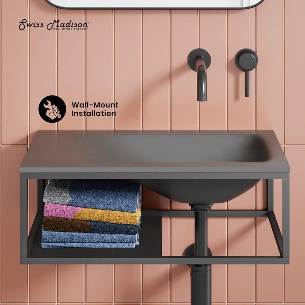 Swiss Madison Lisse 24 in. Rectangle Concrete Wall Mount Bathroom Vessel Sink in Dark Gray (2)