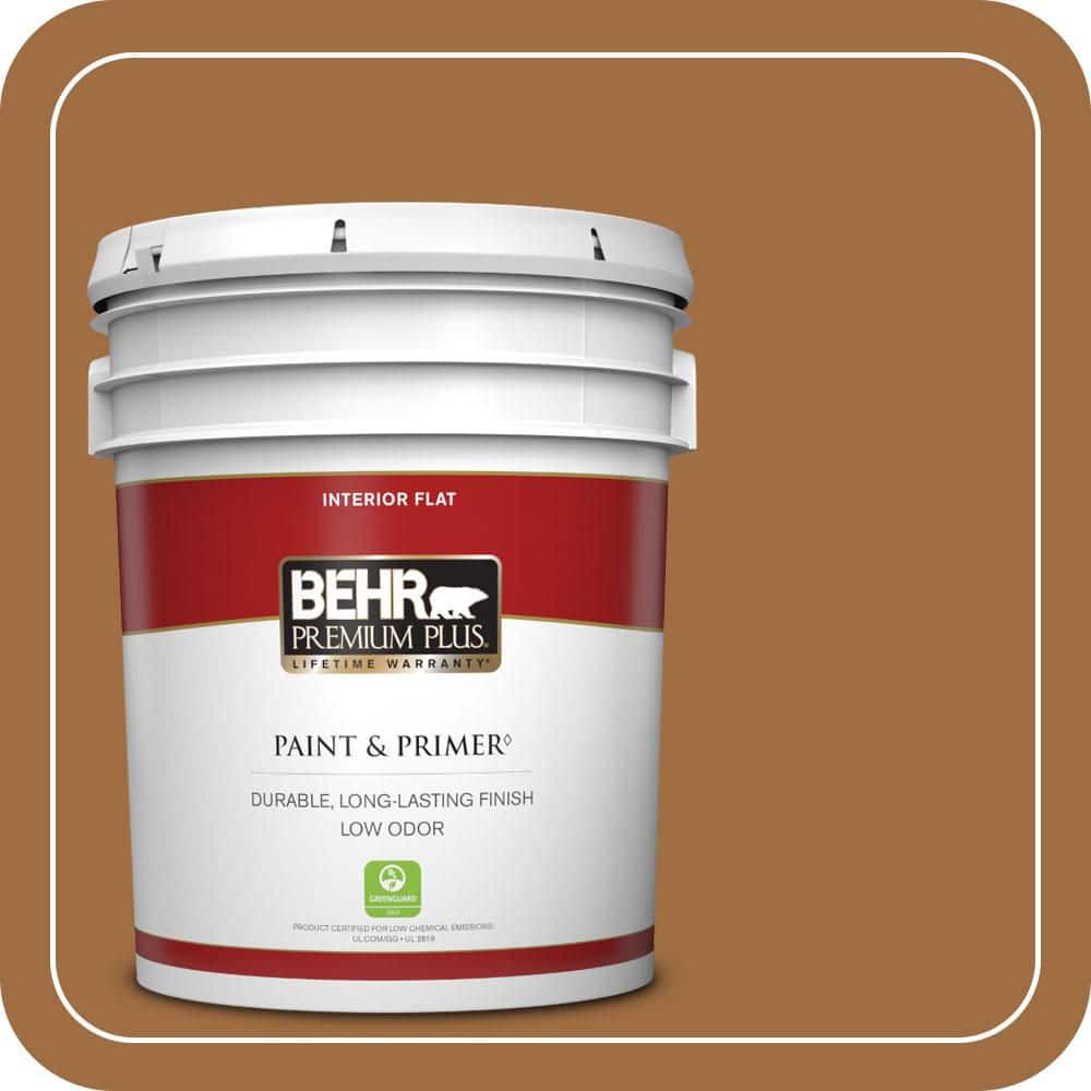 BEHR PREMIUM PLUS 5 gal. #S250-6 Desert Clay Flat Low Odor Interior Paint & Primer