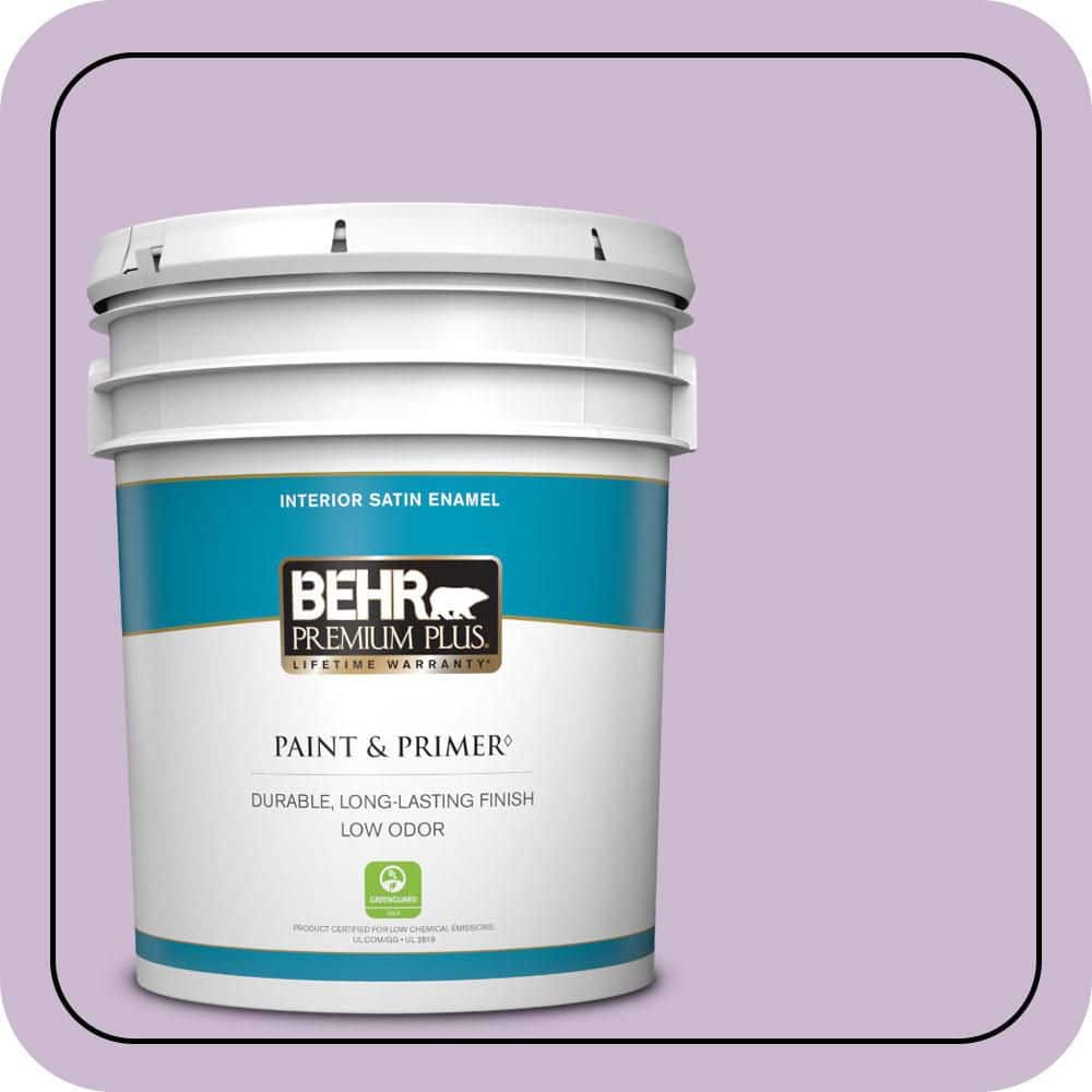 BEHR PREMIUM PLUS 5 gal. #660C-3 Sweet Petal Satin Enamel Low Odor Interior Paint & Primer