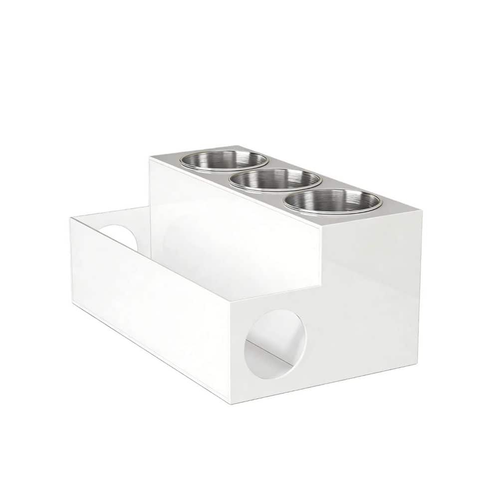 Numhew Countertop Hair Tool Organizer in White Acrylic,Hair Dryer Organizer for Bathroom Vanity and Makeup Toiletries Storage