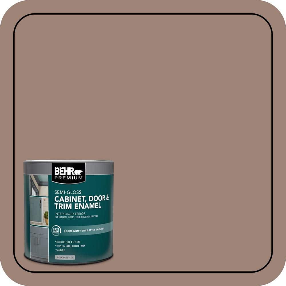 BEHR PREMIUM 1 qt. #N150-4 Modern Mocha Semi-Gloss Enamel Interior/Exterior Cabinet, Door & Trim Paint