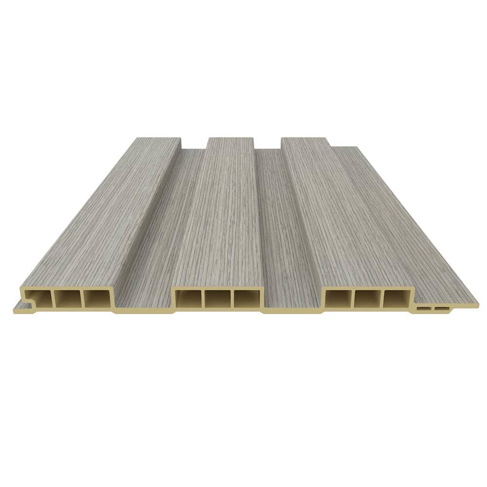NewTechWood Sample-Walls 9/16 in. 2/3 ft. Medium Raised KPT Gray Square Edge Recycled PVC Decorative Wall Panel (3)