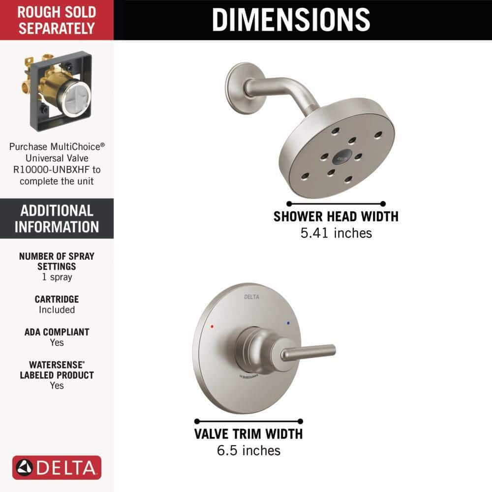 Delta Trinsic 1-Handle Wall Mount Shower Faucet Trim Kit H2Okinetic (Valve Not Included) (3)