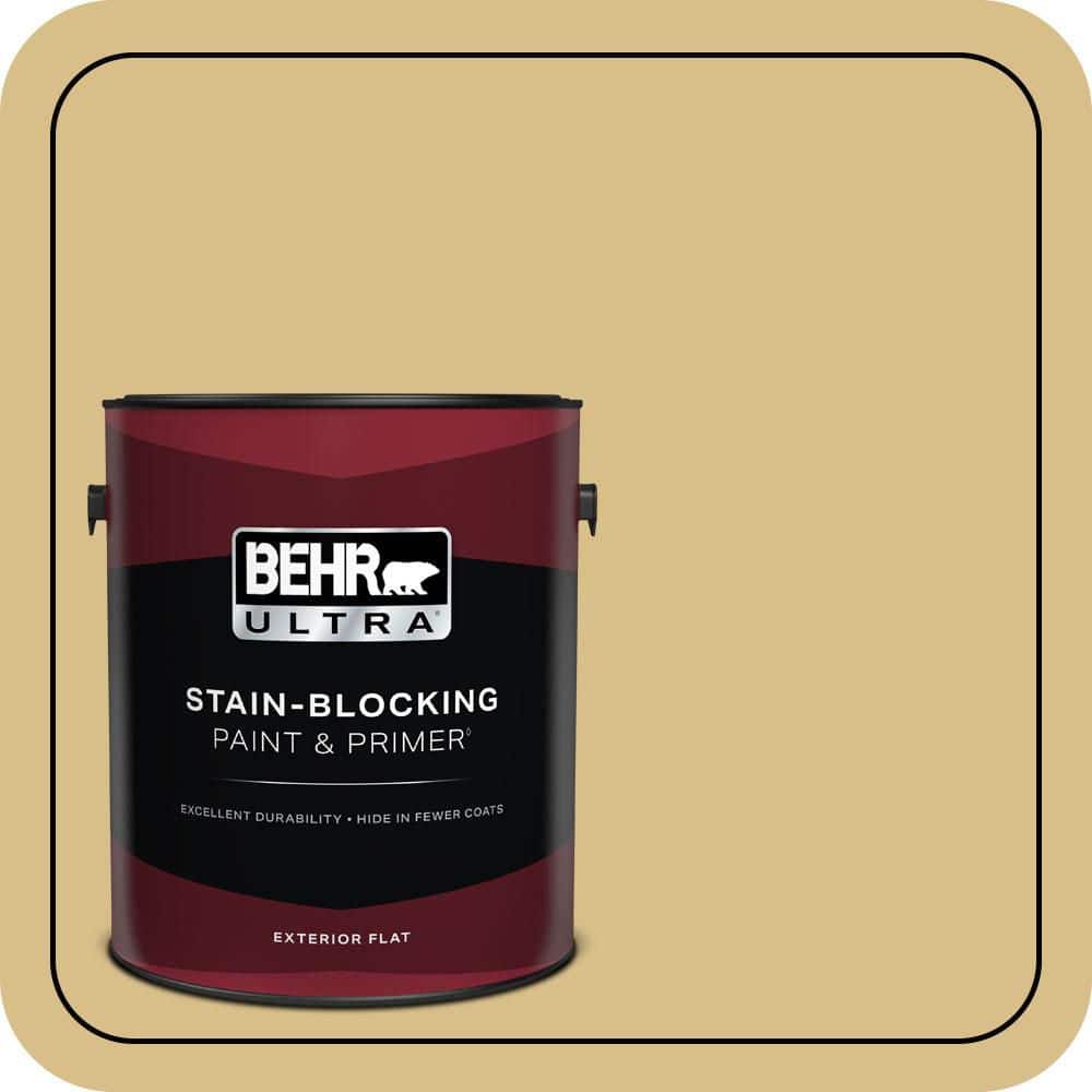 BEHR ULTRA 1 gal. #MQ2-18 Honey Tea Flat Exterior Paint & Primer