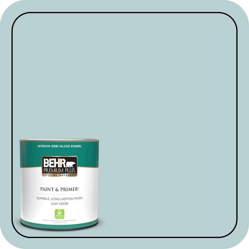 BEHR PREMIUM PLUS 1 qt. #S440-2 Malaysian Mist Semi-Gloss Enamel Low Odor Interior Paint & Primer